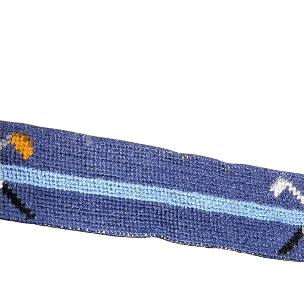 NWT! Smathers & Branson Needlepoint Cross Clubs Cotton and Leather Belt Golf